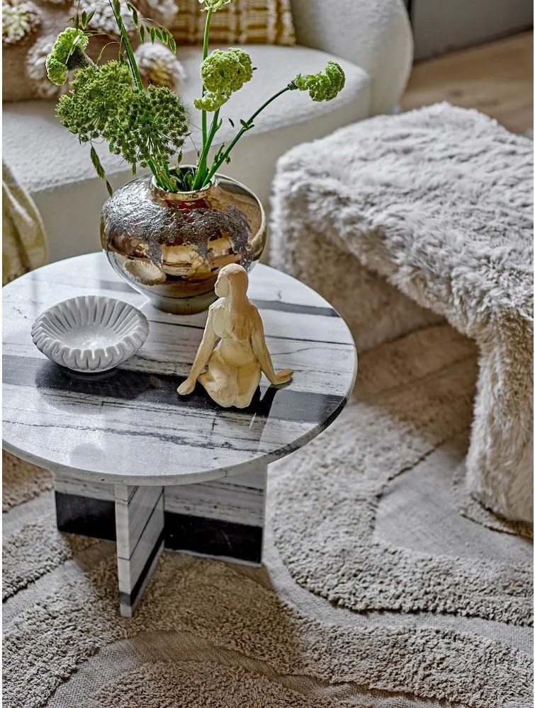 Tavolino da salotto rotondo bianco e nero in marmo ø 61 cm Rosito – Bloomingville