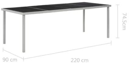 Tavolo da Giardino Nero 220x90x74,5 cm in Acciaio