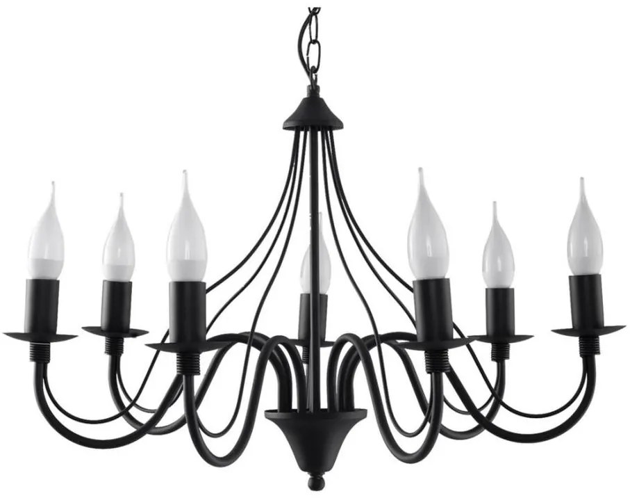 Lampadario a sospensione con catena MINERWA 7 7xE14/40W/230V nero