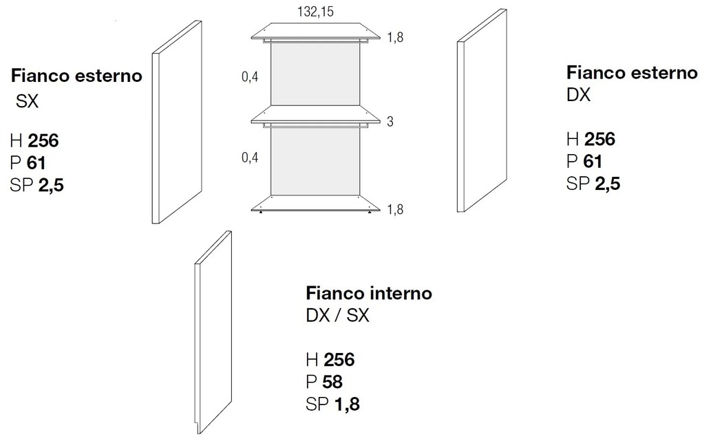 Armadio Moon 2 ante scorrevoli linea Domino finitura Cachemire e Specchio Bronzo