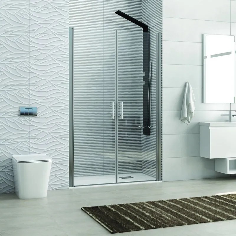 Kamalu - Box doccia in nicchia con doppio battente 65-70cm finitura cromo | KS2800 Saloon