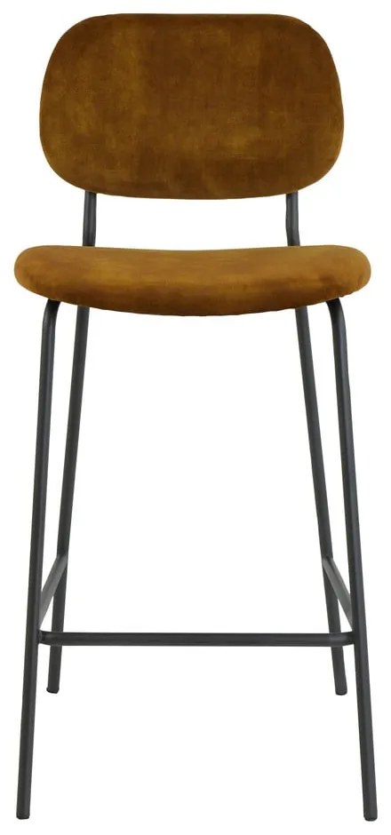 Sgabello da bar in velluto senape 92 cm Emma - Light &amp; Living