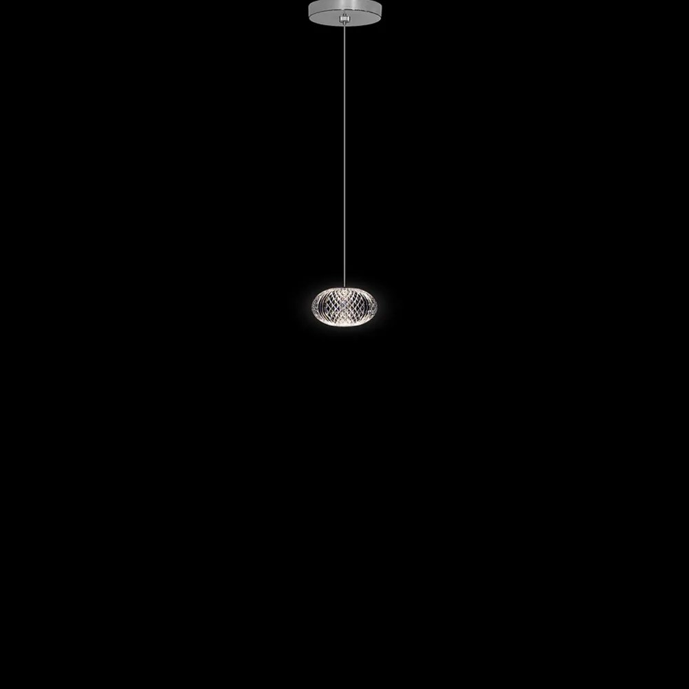 Lampadario A Sospensione Moderno Diamante Acrilico Cromo 1 Luce A Sfera Led 4,2W