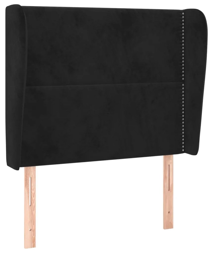 Testiera ad orecchio nera 103x23x118/128 cm in velluto