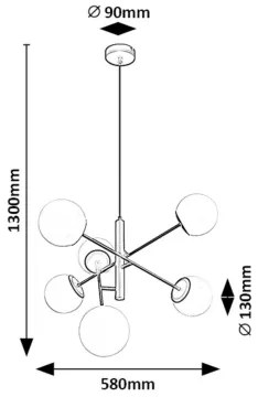 Rabalux 72194 - Lampadario a sospensione con filo MEDUZA 6xE14/20W/230V
