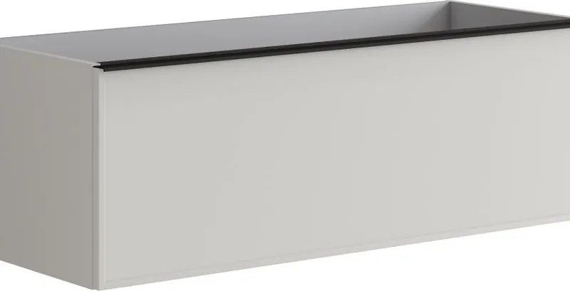 Mobile da bagno sospeso sotto lavabo Pixel 1 cassetto con frontale frame laccato opaco grigio pastello e maniglia alluminio nero opaco L120 x H40 x P45,5 cm