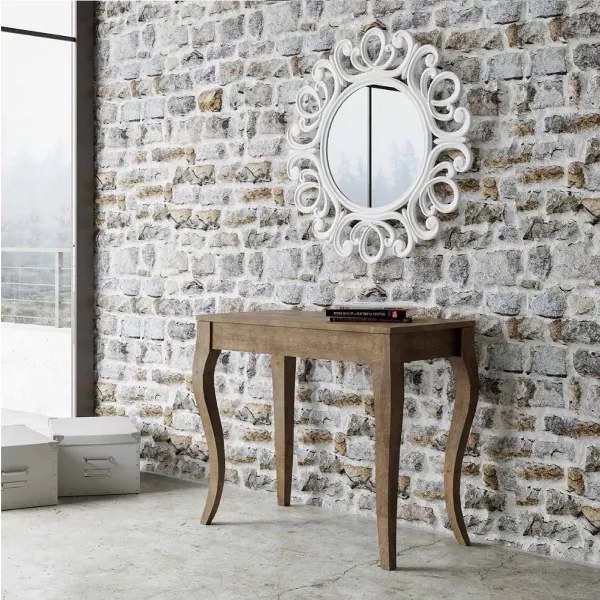 Consolle allungabile OLANDA SMALL NOCE con gambe a sciabola 90x48/204 cm