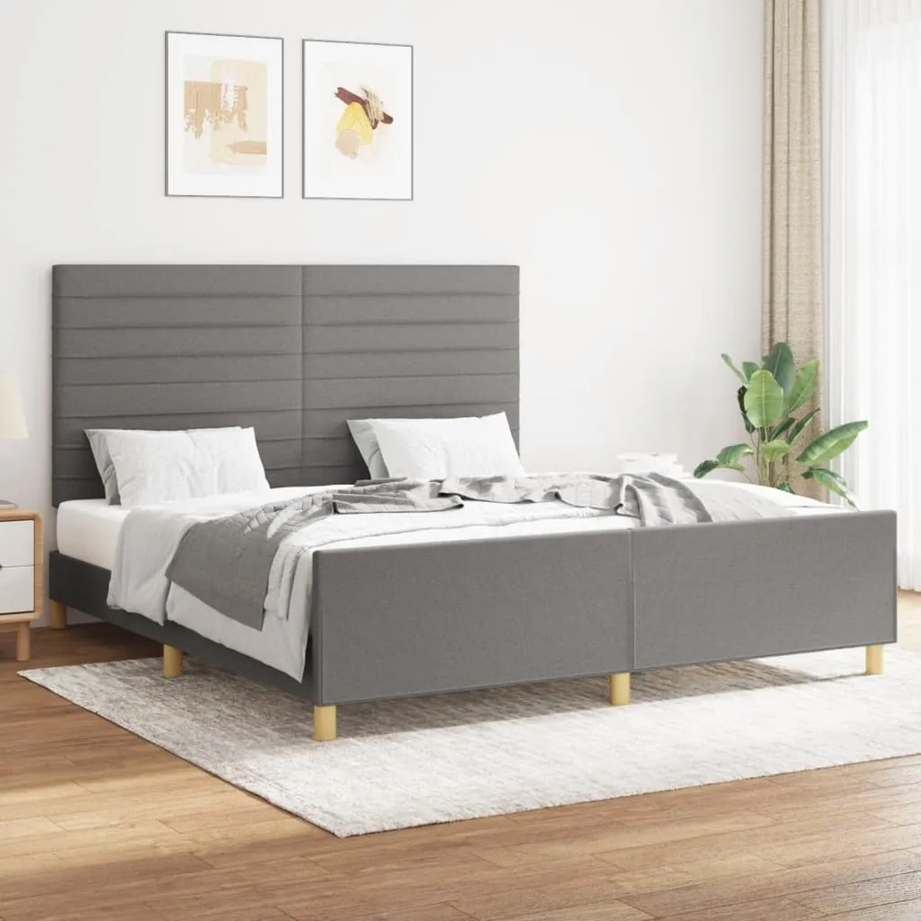 Giroletto Senza Materasso Grigio Scuro 160x200 Cm Tessuto /