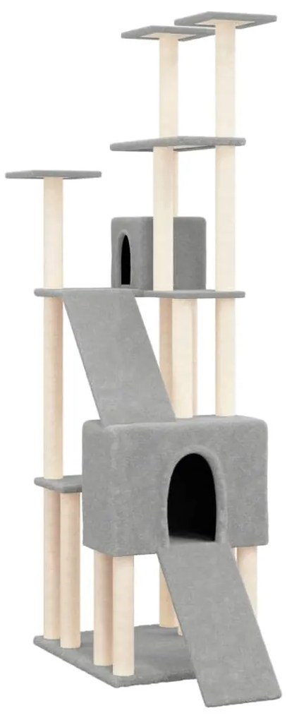 Albero per gatti con tiragraffi in sisal grigio chiaro 190 cm