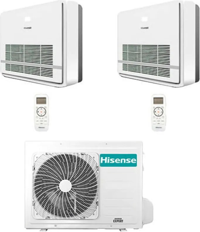 Hisense - Climatizzatore Condizionatore Console Serie Turbo R32 Dual Split Inverter 18000 + 18000 btu con u.e. 3AMW72U4RJC novitá Classe a++/a+