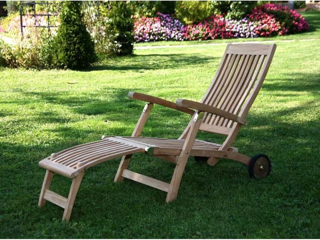 PATRIS - lettino prendisole in legno di teak