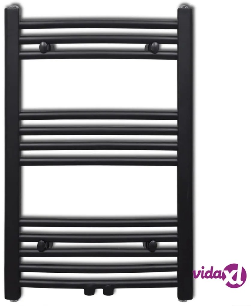 vidaXL Radiatore Centrale Portasciugamano Curvo Nero 500 x 764 mm