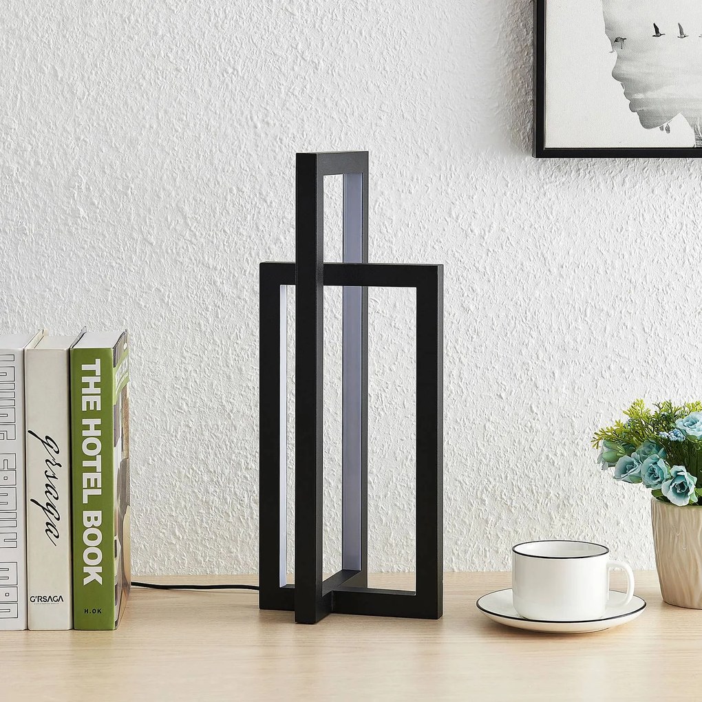 Lampada da tavolo a LED Hylda Lucande, dimmerabile, Nero, Soggiorno / Sala da pranzo, Alluminio, Moderno, Lampada da tavolo LED
