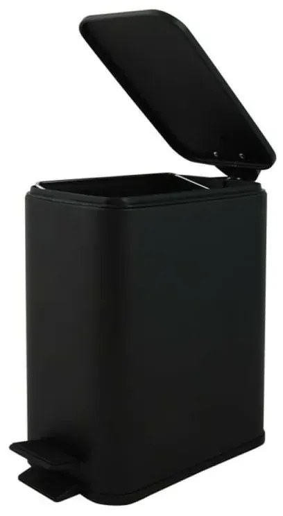 Pattumiera bagno 5 Lt in acciaio nero opaco con apertura a pedale Rexa