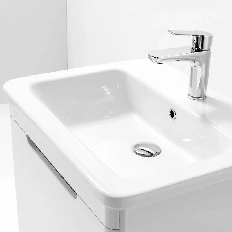 Mobile bagno sospeso 80 cm bianco lucido con specchio 70x90 Stillo