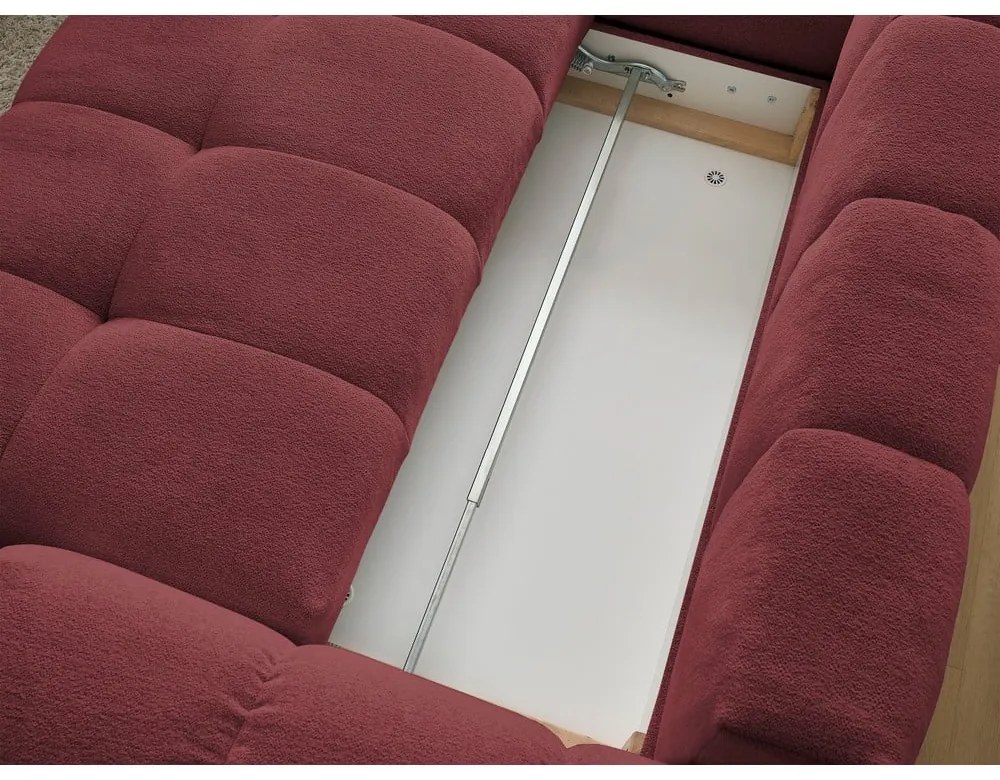 Divano angolare burgundy allungabile e con contenitore (penisola a sinistra/a L) con rivestimento in ciniglia Everest – Bobochic Paris