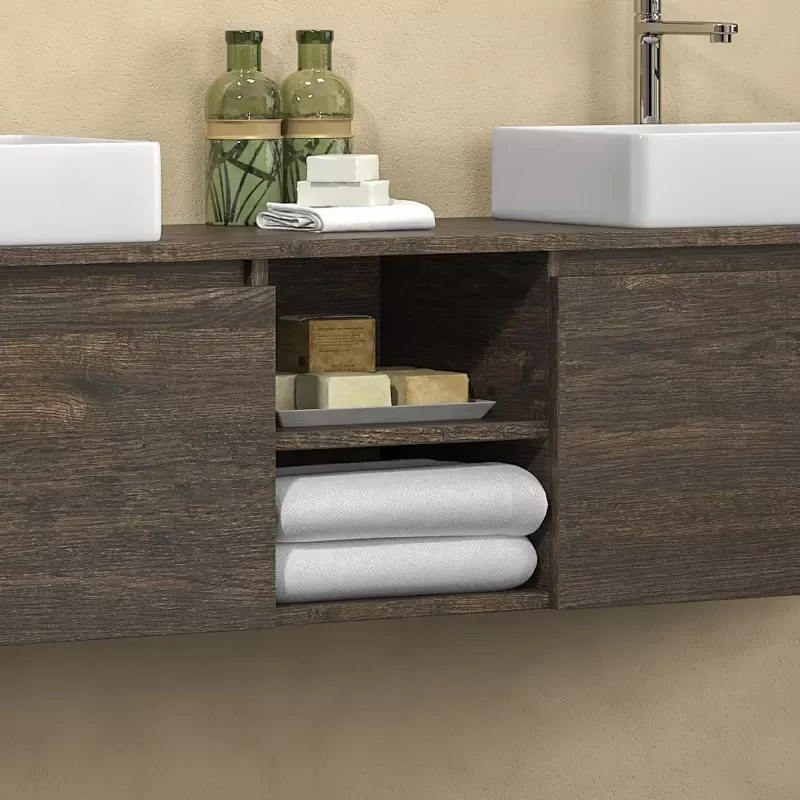 Mobile bagno sospeso 175 cm con due cassetti e vano a giorno SP-175P - KAMALU