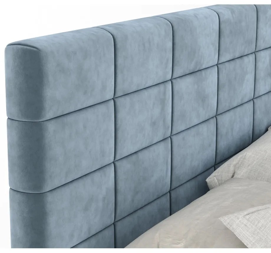 Letto boxspring blu con contenitore 180x200 cm Ava – Maison de Rêve