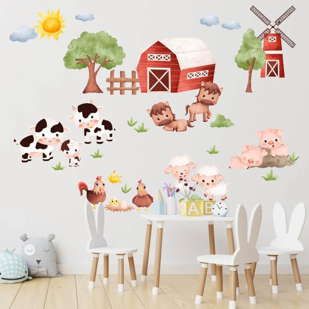 Adesivi murali per bambini - Fattoria con animali | Inspio