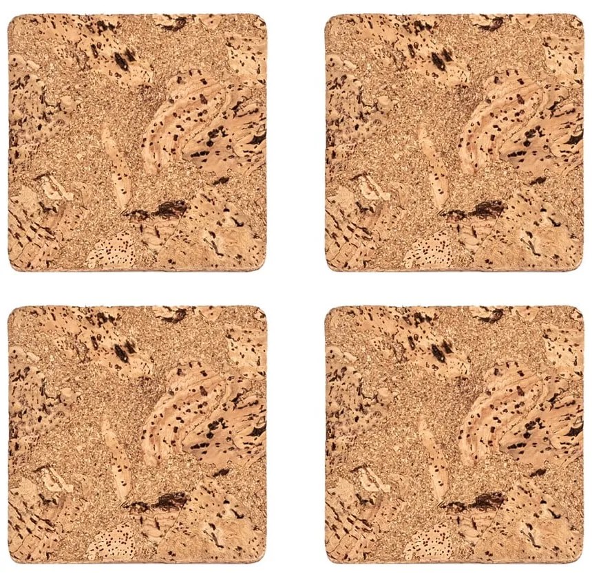 Sottobicchieri in sughero di colore naturale in set di 4 pezzi Querco - ZicZac