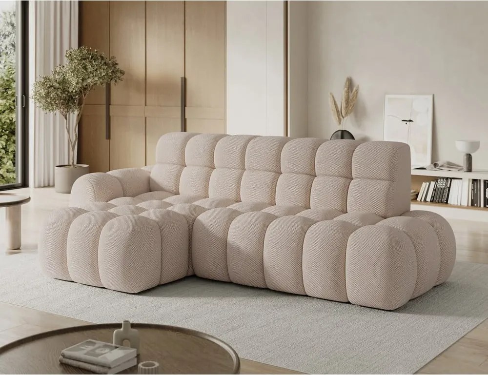 Divano angolare beige allungabile (con penisola a sinistra/con chaise lounge) Ceedro – ELTAP