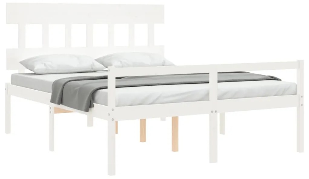 Letto per Anziani con Testiera Bianco King Legno Massello