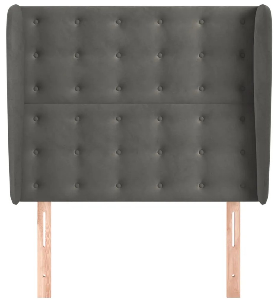 Testiera ad orecchio grigio scuro 93x23x118/128 cm in velluto