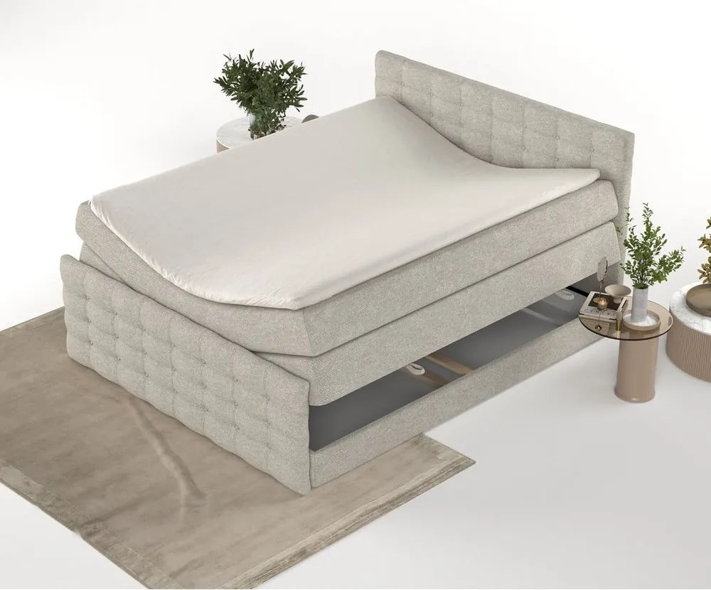 Letto boxspring beige con spazio contenitivo 200x200 cm Blend - Maison de Rêve