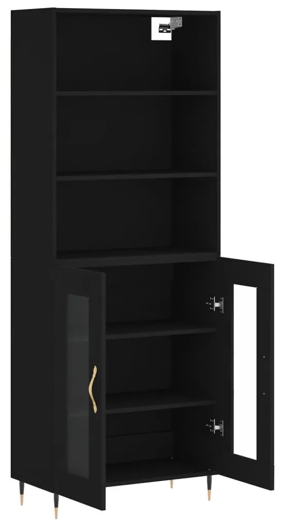 Credenza nera 69,5x34x180 cm in legno multistrato