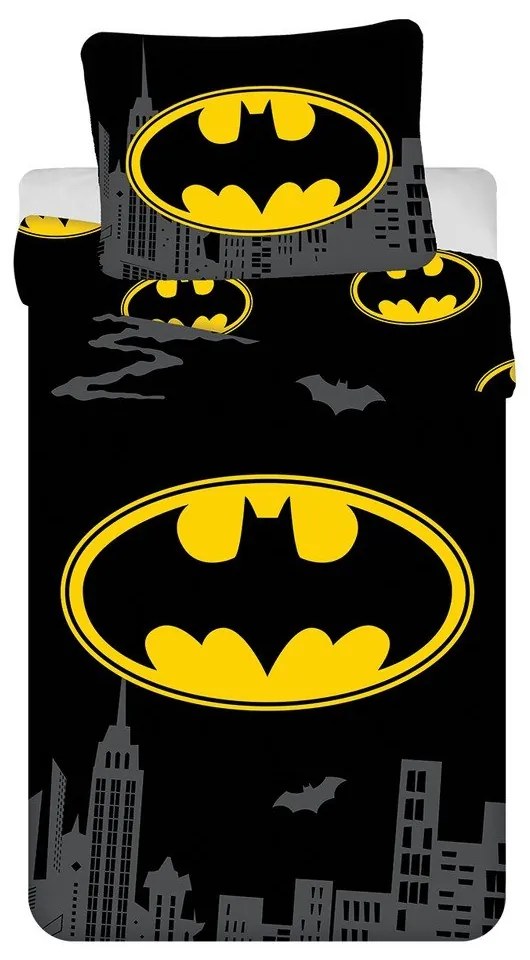 Set copripiumino e federa da bambini in cotone per letto singolo 140x200 cm Batman "The Emblem" – Jerry Fabrics