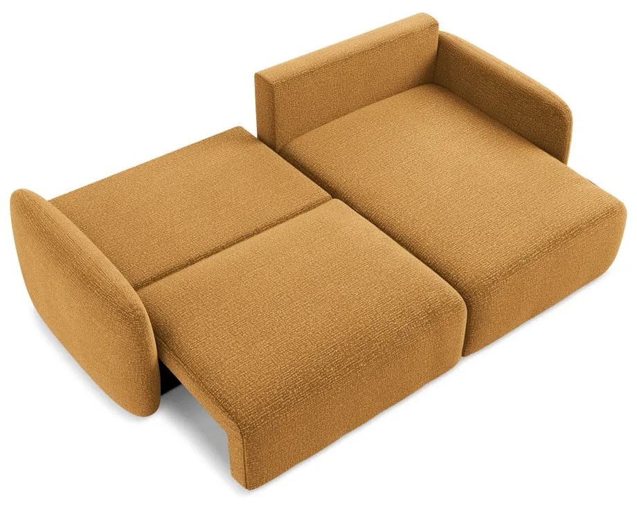 Divano angolare arancione allungabile/con contenitore (con penisola a destra) Kalena – Makamii