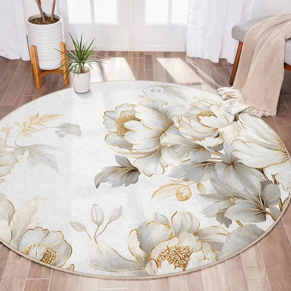 Tappeto rotondo in grigio chiaro/beige lavabile ø 150 cm Soft and Gentle – Mila Home