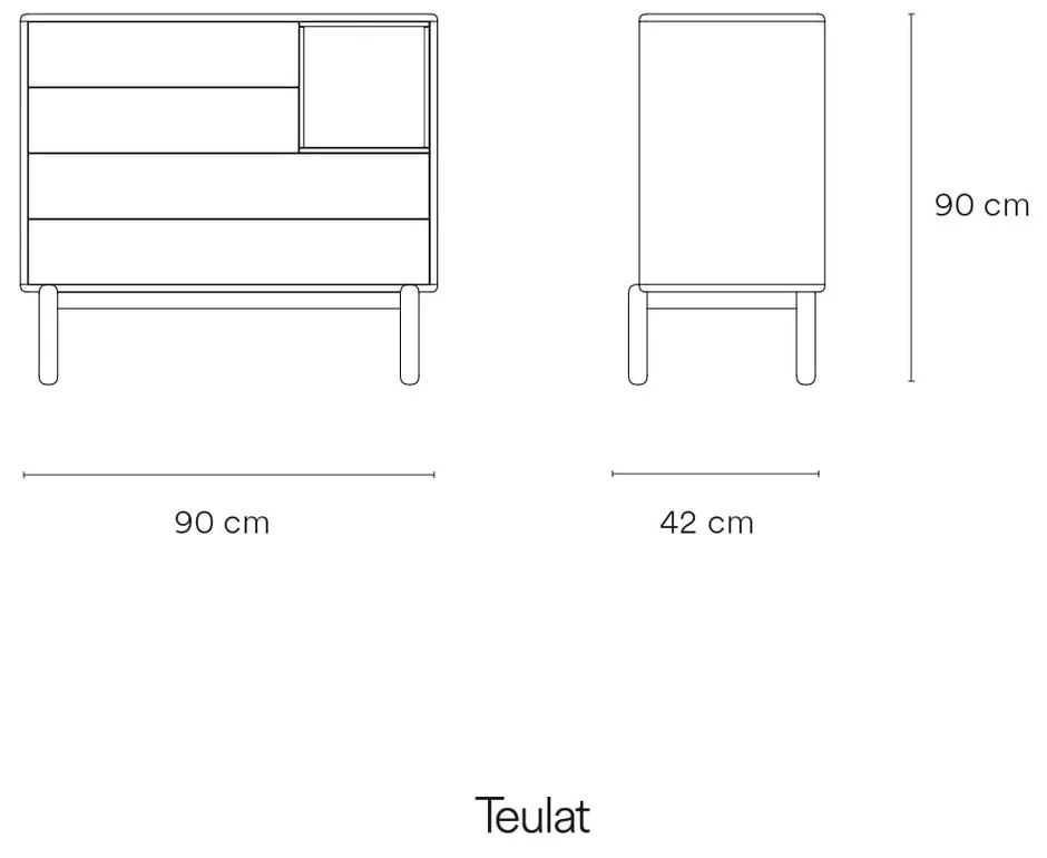 Cassettiera bassa grigio scuro 90x90 cm Corvo - Teulat