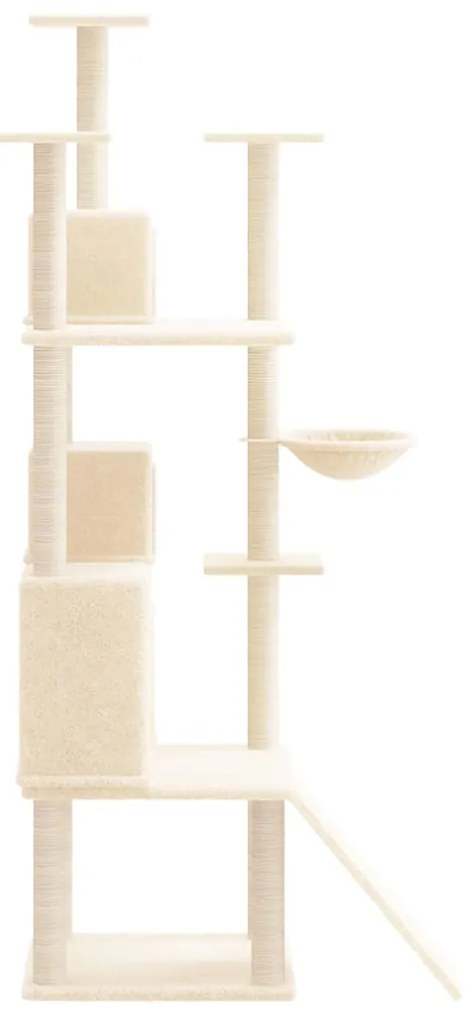 Albero per gatti con tiragraffi in sisal crema 175 cm