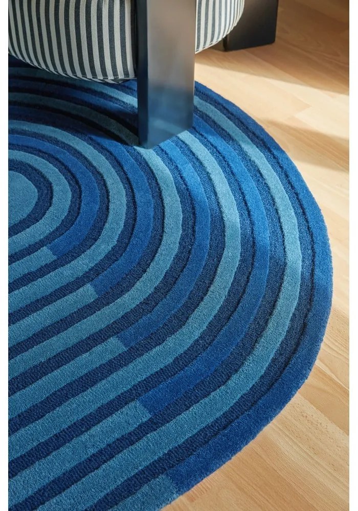 Tappeto blu scuro in lana tessuto a mano 200x290 cm Conway Retro – Flair Rugs