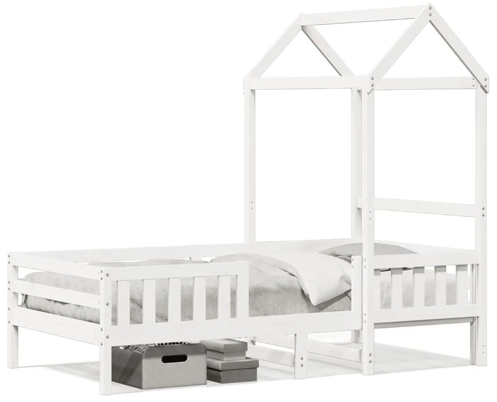 Giroletto Con Tetto Bianco 90x190 Cm Legno Massello Pino /