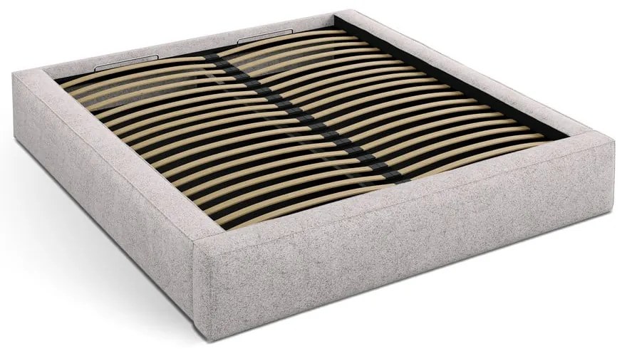 Letto matrimoniale imbottito beige con contenitore con rete inclusa 180x200 cm Simon Olivia – Micadoni