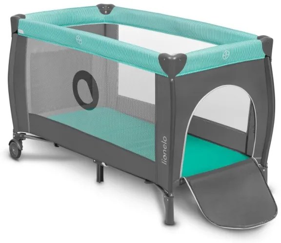 Lionelo - Lettino da viaggio SVEN PLUS grigio/turchese