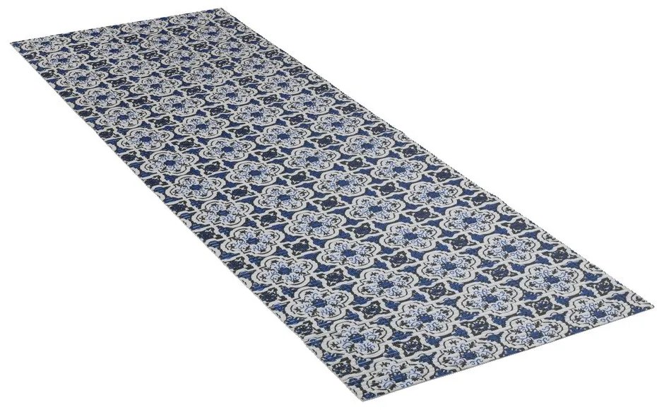 Tappeto da bagno in plastica bianca e blu 65x200 cm Murcia - Wenko