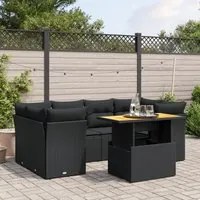 Set Divani da Giardino con Cuscini 7pz Nero Polyrattancod mxl 90246