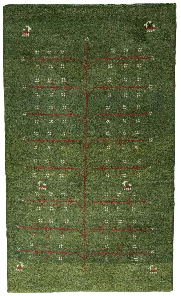 Gabbeh Tappeto 130x80 Verde (Iran) Annodato A Mano