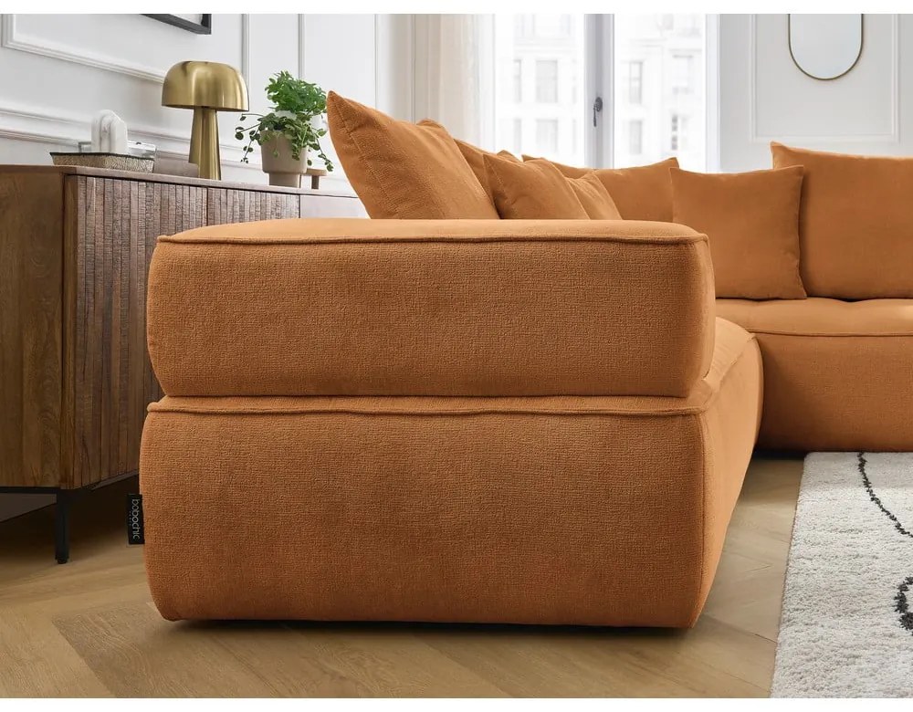 Divano angolare color senape (penisola a destra/a L) con rivestimento in ciniglia Whesley – Bobochic Paris