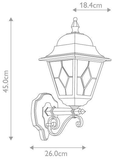 Elstead NR1-BLK - Applique da esterno NORFOLK 1xE27/100W/230V IP43