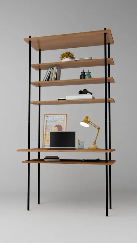 Scaffale in kit AR SHELVING Office Ardeco 5 ripiani L 85 x P 52.5 x H 185 cm in legno nero e beige, portata per ripiano 30 kg