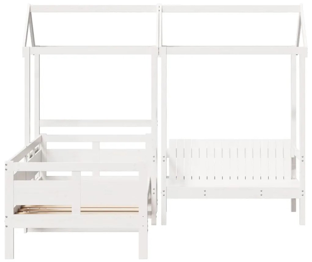 Set dormeuse e panca con tetto bianco 90x200cm massello pino