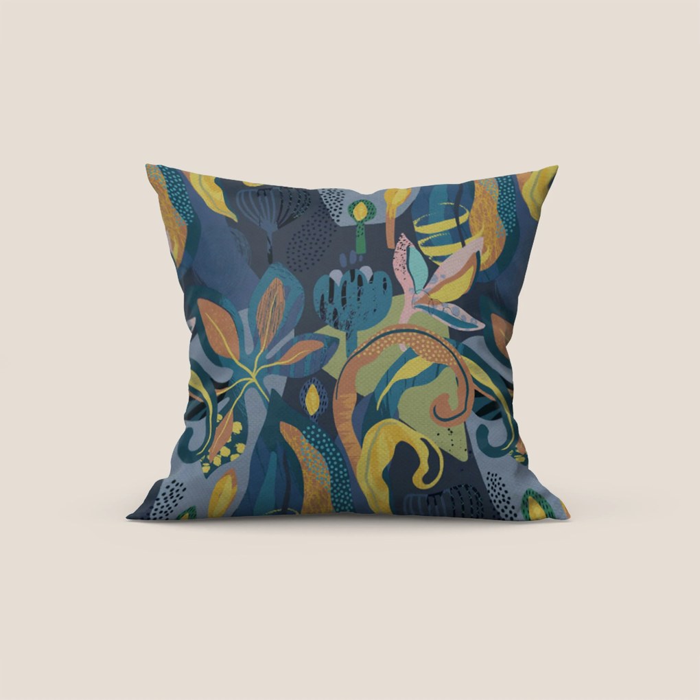 Joy collezione cuscini a fantasie multicolor in tessuto fresco cotone impermeabile blu
