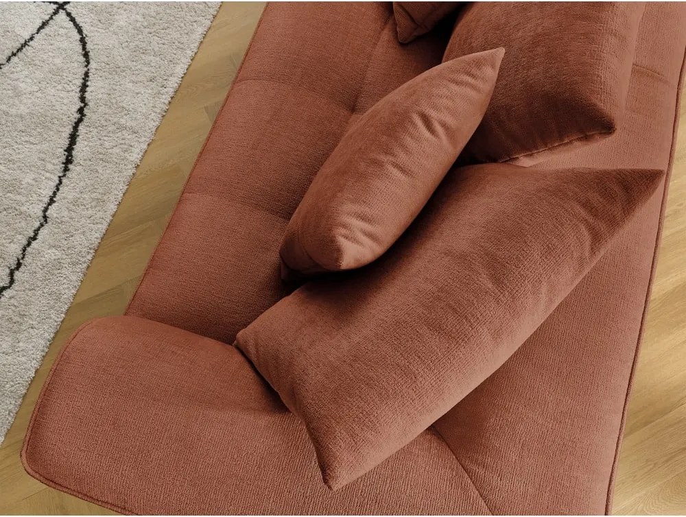 Divano color terracotta con rivestimento in ciniglia 237 cm Whesley – Bobochic Paris