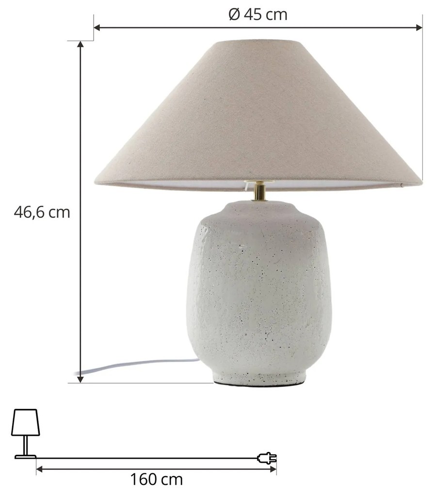 Lampada da tavolo Lucande Thalorin, altezza 47 cm, bianco, ceramica