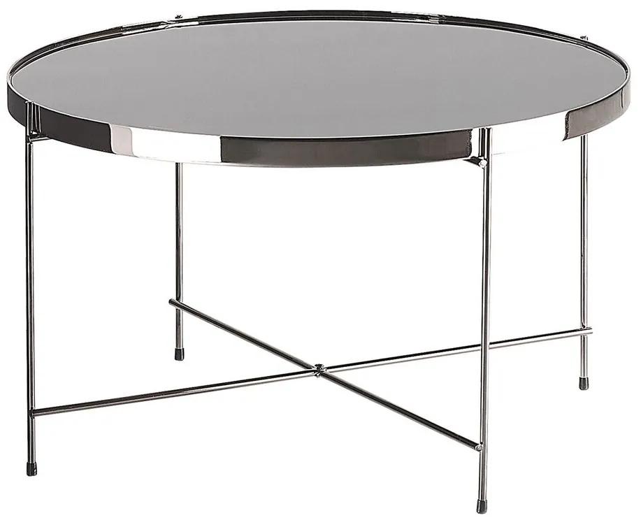 Tavolino vetro nero e argento ⌀ 63 cm LUCEA Beliani