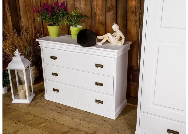 Comò cassettone legno massello bianco shabby toscano